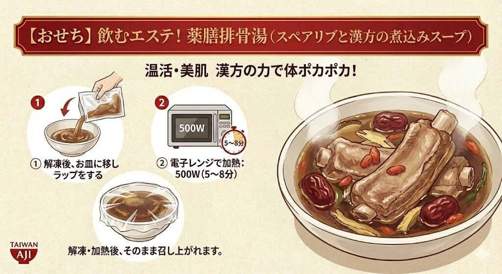 【おせち】飲むエステ！薬膳排骨湯（スペアリブと漢方の煮込みスープ）温活・美肌