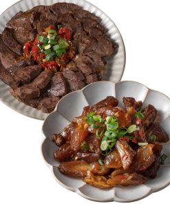 正月のおつまみに最適な本格台湾料理、牛肉三宝の盛り合わせ。ビールや日本酒に合う醤油ベースの煮込み。 2026年おせちの肉料理におすすめな台湾の牛肉三宝（牛スネ、ハチノス、牛スジ）。台北一流ホテル出身シェフの手作り。 牛肉三宝