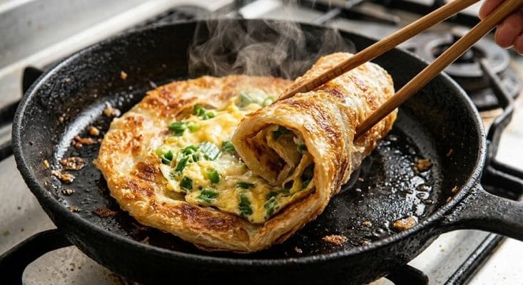 通販でお取り寄せ！フライパンで焼くだけでサクサクもっちりの食感が楽しめる、台湾味の冷凍・蛋餅（ダンビン）の皮