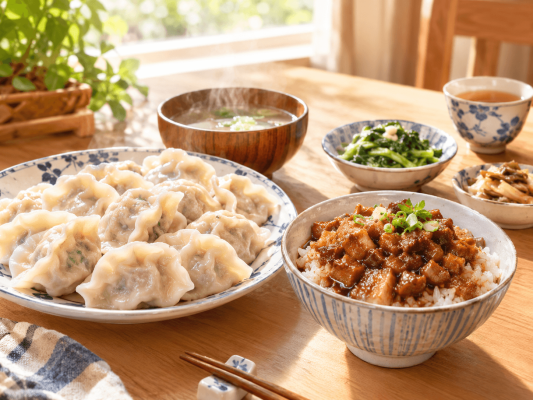 子供も安心して食べられる、化学調味料無添加の手作り水餃子やルーローハン（台湾味）
